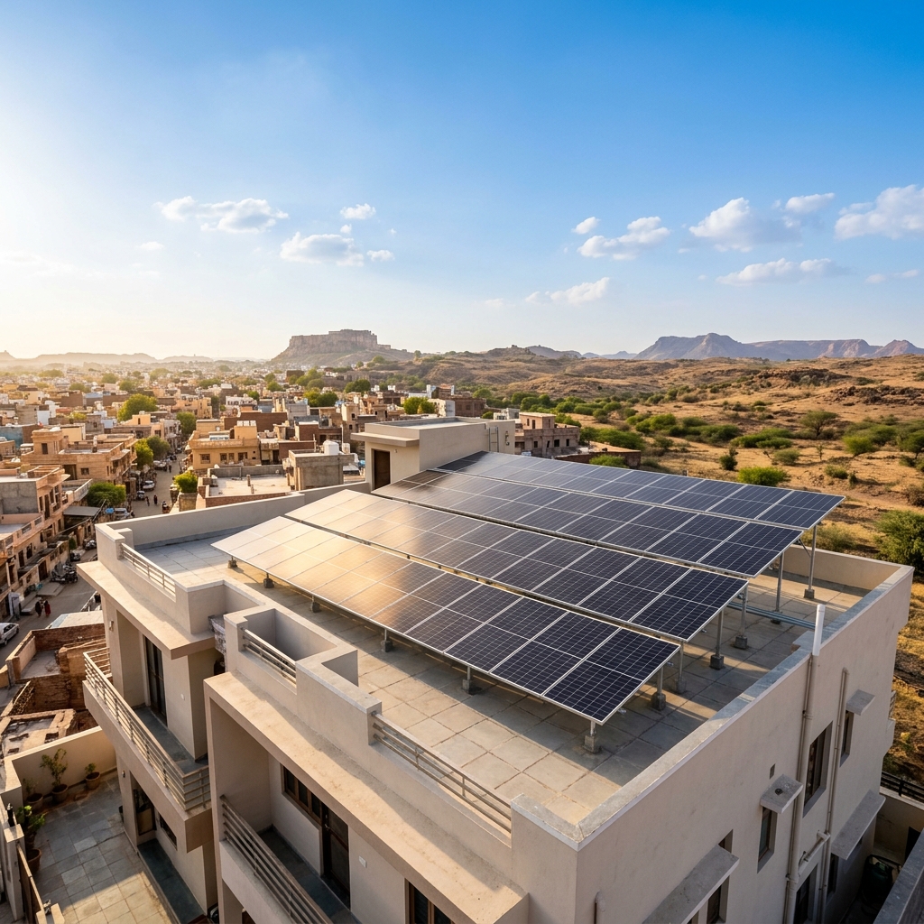 Solar Panels on Rooftop in Rajasthan
